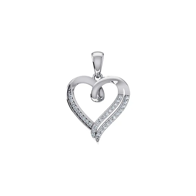 10K White Gold Round Diamond Womens Heart Pendant 1/ Cttw