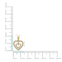 10K Yellow Gold Round Diamond Womens Double Heart Pendant 1/ Cttw