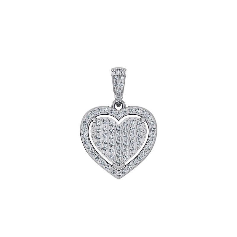 10K Gold Round Diamond Womens Heart Pendant 1/ Cttw
