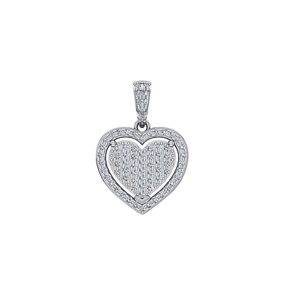 10K Gold Round Diamond Womens Heart Pendant 1/ Cttw