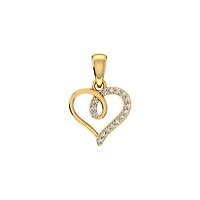 10K Yellow Gold Round Diamond Twisted Heart Pendant 1/25 Cttw