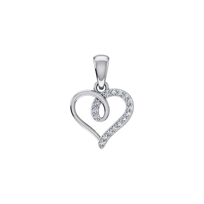 10K Gold Round Diamond Twisted Heart Pendant 1/25 Cttw