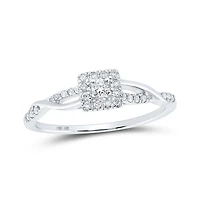 10kt White Gold Womens Round Diamond Twist Halo Promise Ring 1/5 Cttw