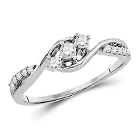 10kt White Gold Womens Round Diamond 3-stone Promise Ring 1/ Cttw
