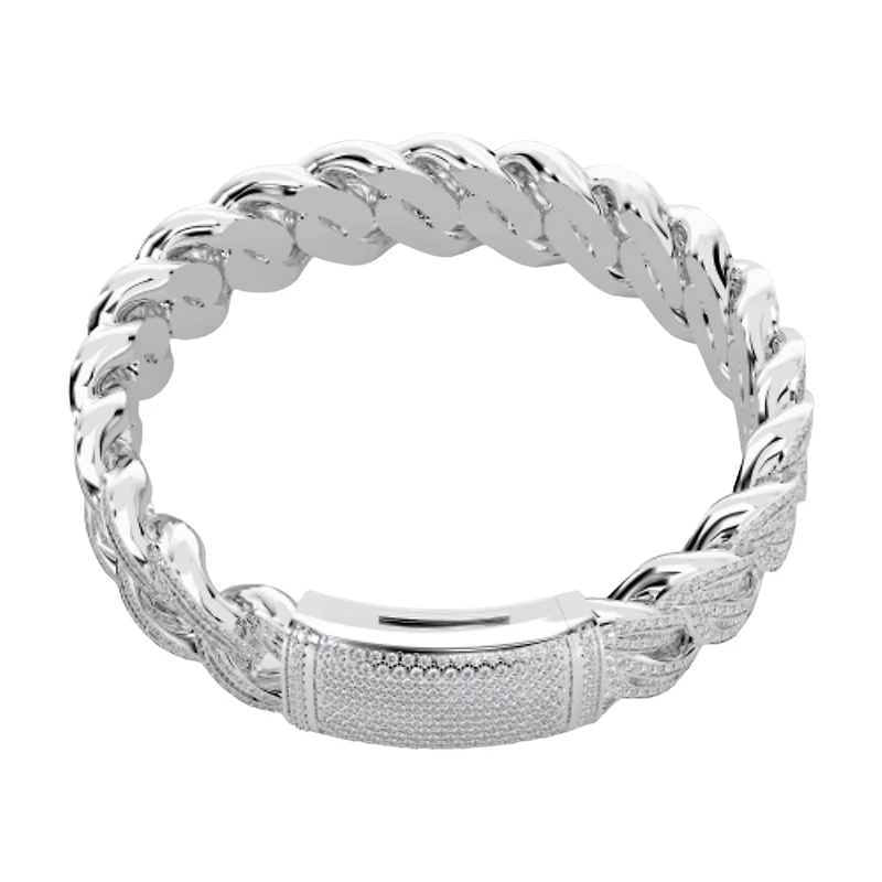 10K White Gold Tw Cuban Baguette Bracelet 8.5Inches  9-1/2 Cttw