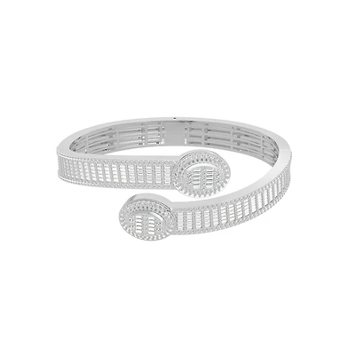 10K White Gold Tw Baguette Bangle Bracelet  5-1/2 Cttw