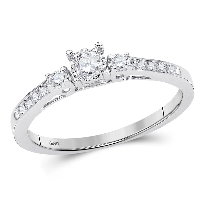 10kt Gold Womens Round Diamond 3-stone Promise Ring 1/ Cttw