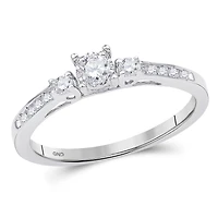 10kt Gold Womens Round Diamond 3-stone Promise Ring 1/ Cttw