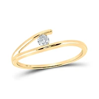 14kt Yellow Gold Womens Round Diamond Solitaire Promise Ring 1/10 Cttw
