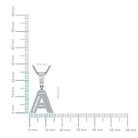 10K White Gold Baguette Initial A Pendant 3/8 Cttw