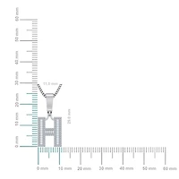 10K White Gold  Tw Baguette Initial H Pendant 3/8 Cttw