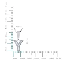 10K White Gold Baguette Initial Y Pendant 1/4  Cttw