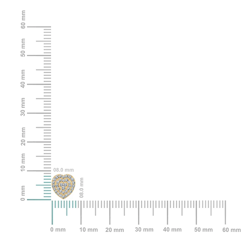 10K Yellow Gold Round Diamond Heart Shape Stud Earrings 1/3 Cttw
