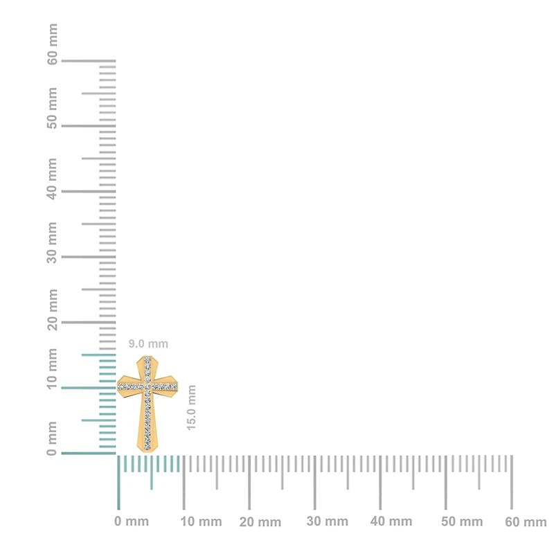 10K Yellow Gold Round Diamond Cross Religious Stud Earrings 1/8 Cttw