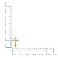 10K Yellow Gold Round Diamond Cross Religious Stud Earrings 1/8 Cttw