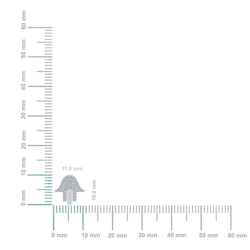 10K White Gold Round Diamond Hamsa Hand Religious Stud Earrings 1/4 Cttw