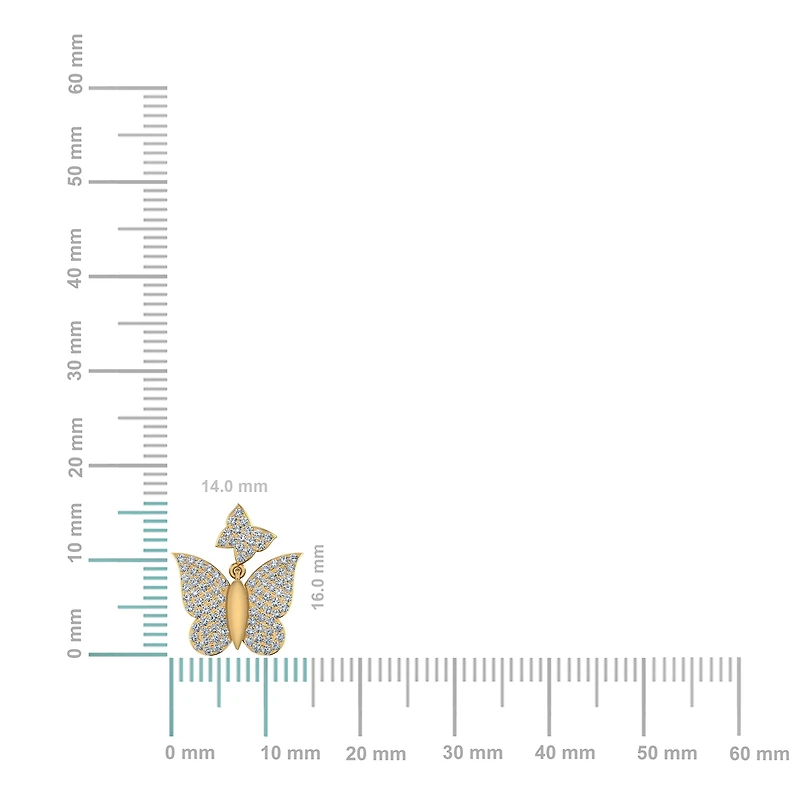 10K Gold Round Diamond Butterfly Stud Earrings 1/2 Cttw