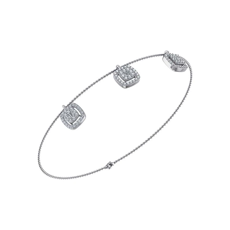 14K White Gold Square Bracelet 3/4 Cttw
