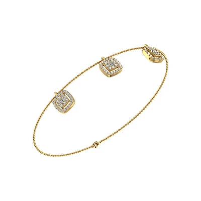 14K Gold Square Bracelet 3/4 Cttw