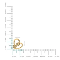 10K Yellow Gold Round Diamond Heart Shape Twisted Infinity Pendant 1/25 Cttw