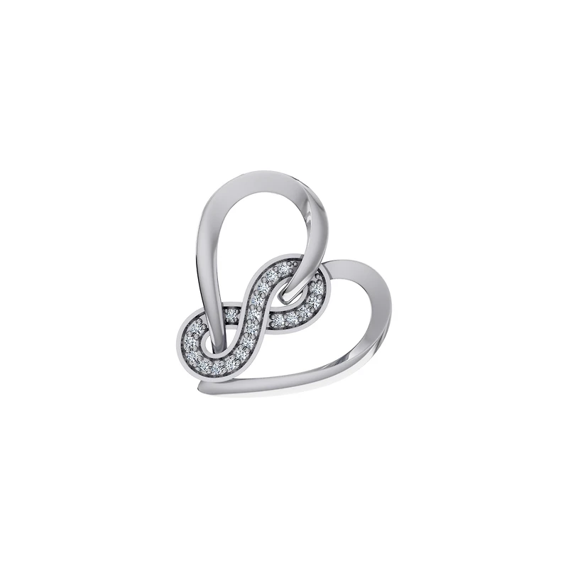 10K White Gold Round Diamond Heart Shape Infinity Twisted Pendant 1/10 Cttw