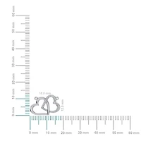 10K White Gold Round Diamond Double Heart Pendant 1/20 Cttw