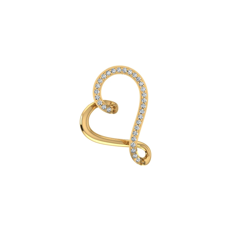 10K Yellow Gold Round Diamond Twisted Heart Shape Pendant 1/20 Cttw