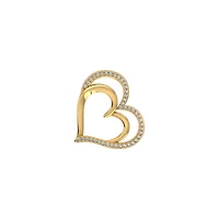 10K Yellow Gold Round Diamond Double Heart Pendant 1/10 Cttw