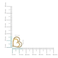 10K Yellow Gold Round Diamond Double Heart Pendant 1/10 Cttw