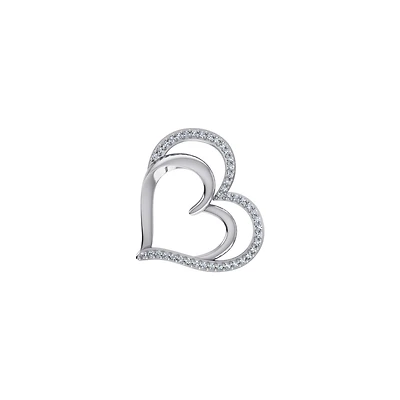 10K Gold Round Diamond Double Heart Pendant 1/ Cttw