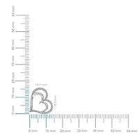 10K White Gold Round Diamond Double Heart Pendant 1/ Cttw