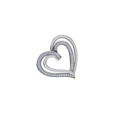 10K Gold Round Diamond Double Womens Heart Pendant 1/10 Cttw