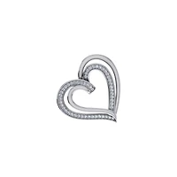 10K Gold Round Diamond Double Womens Heart Pendant 1/10 Cttw