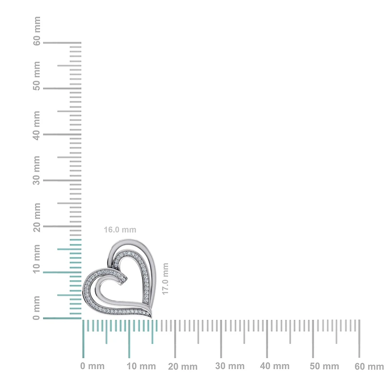 10K Gold Round Diamond Double Womens Heart Pendant 1/10 Cttw