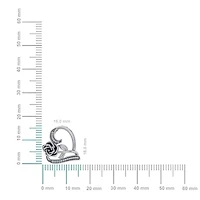 10K Gold Round Diamond Womens Heart Rose Heart Pendant 1/25 Cttw