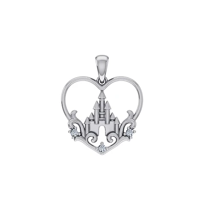 10K White Gold Round Diamond Womens Heart Designer Pendant 1/10 Cttw