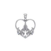 10K White Gold Round Diamond Womens Heart Designer Pendant 1/10 Cttw