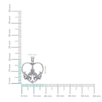 10K White Gold Round Diamond Womens Heart Designer Pendant 1/10 Cttw