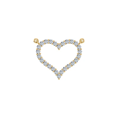 10K Yellow Gold Round Diamond Womens Heart Pendant 1/2 Cttw