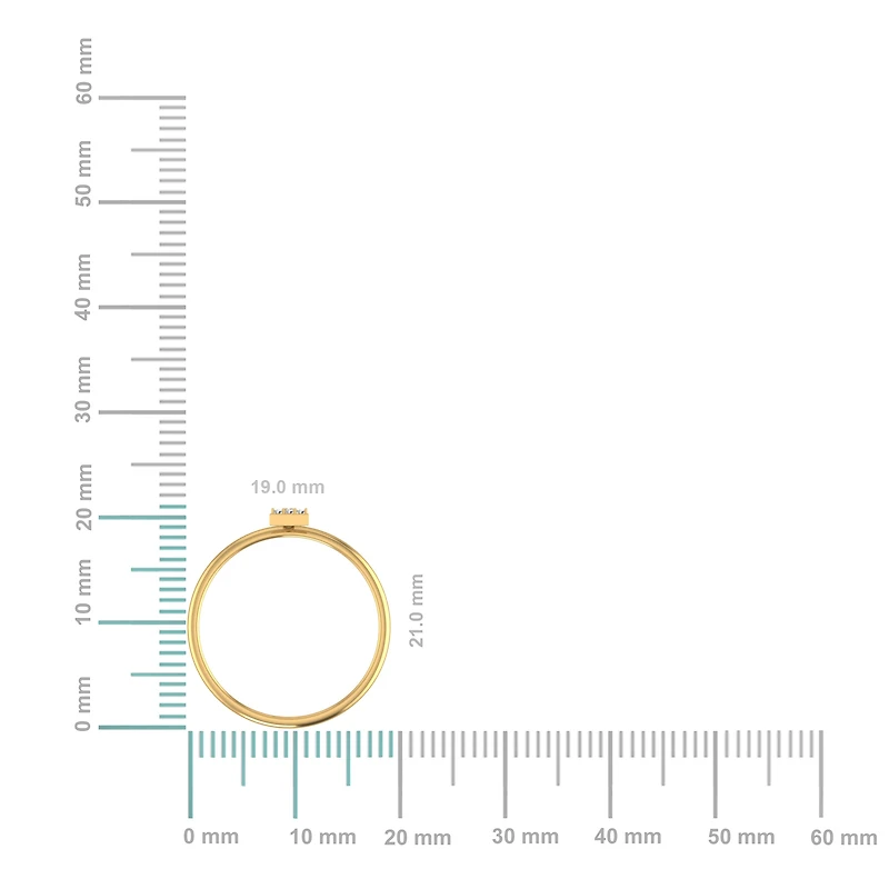 10K Yellow Gold Womens Round Diamond I Initial Letter Ring 1/25 Cttw