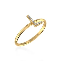 10K Gold Womens Round Diamond Initial Letter Ring 1/ Cttw