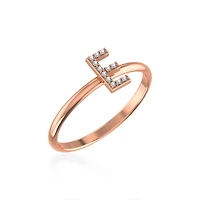 10K Rose Gold Womens Round Diamond E Initial Letter Ring 1/25 Cttw