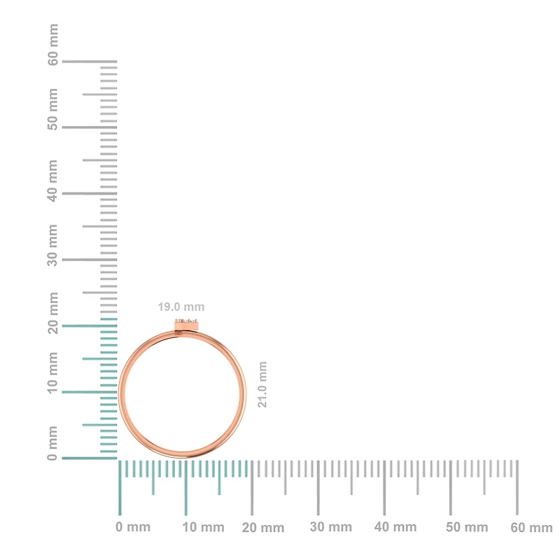 10K Rose Gold Womens Round Diamond F Initial Letter Ring 1/25 Cttw