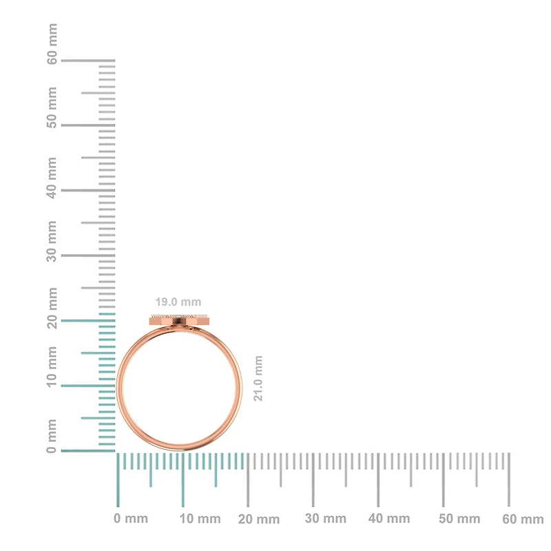 10K Rose Gold Womens Round Diamond W Initial Letter Ring 1/10 Cttw