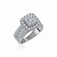 10K White Gold Round Diamond Halo Bridal Cluster Ring 7/8 Cttw