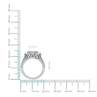 10K White Gold Round Diamond Halo Big Bridal Cluster Ring 1-/ Cttw