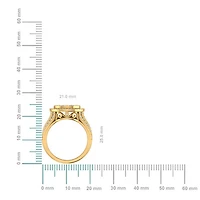 10K Gold Round Diamond Halo Big Bridal Cluster Ring 1-5/8 Cttw