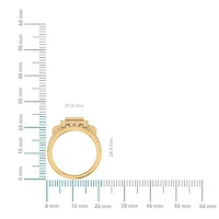 10K Gold Round Diamond Halo Big Bridal Cluster Ring 1-1/ Cttw