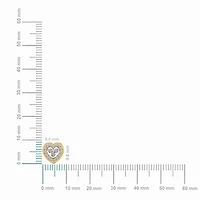 10K Yellow Gold Womens Round Diamond Heart Cluster Earrings 3/8 Cttw