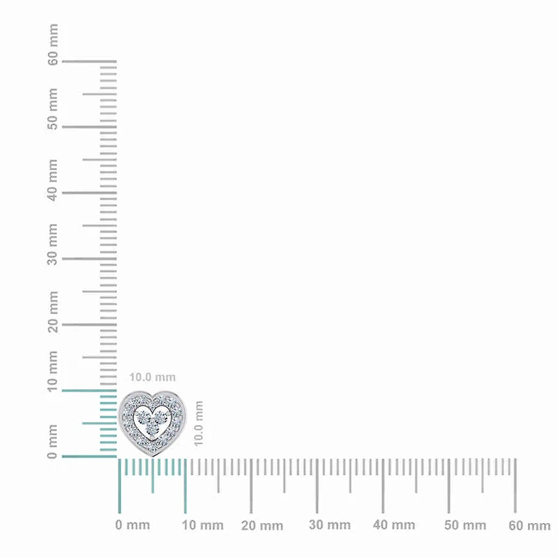 10K White Gold Womens Round Diamond Heart Cluster Earrings 1/2 Cttw